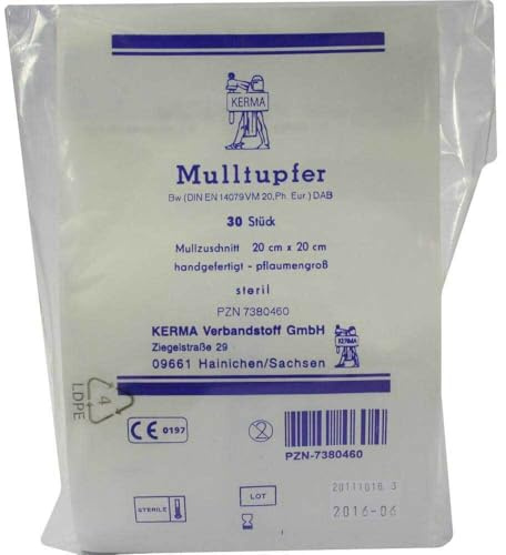 MULLTUPFER 20x20 cm pflaumengroß steril 30 St