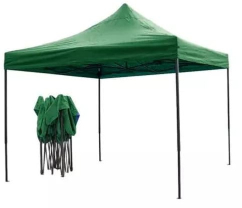 GAZEBO VERDE 3X3 TELO DI COPERTURA SPALMATO IMPERMEABILE AL 100% PIEGHEVOLE A FISARMONICA STRUTTURA GRIGIO MARTELLATO