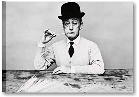 Quadri L&C ITALIA Totò Spaghetti - Cuadro vintage sobre lienzo, 70 x 50 cm, para cocina, salón, impresión de lienzo, decoración de bar, restaurante, color blanco y negro