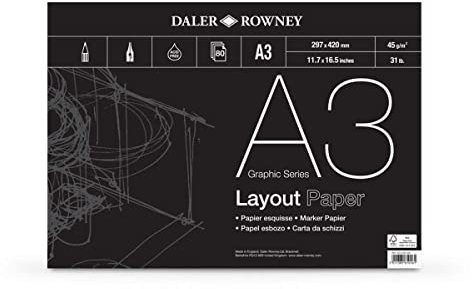 Daler Rowney DR403030300 - Paquete de papel de dibujo (liso, tamaño A3, 80 hojas, lápiz y carboncillo)