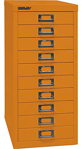 BISLEY MultiDrawer, 29er Serie, DIN A4, 10 Schubladen, Metall, 603 Orange, 38 x 27.9 x 59 cm