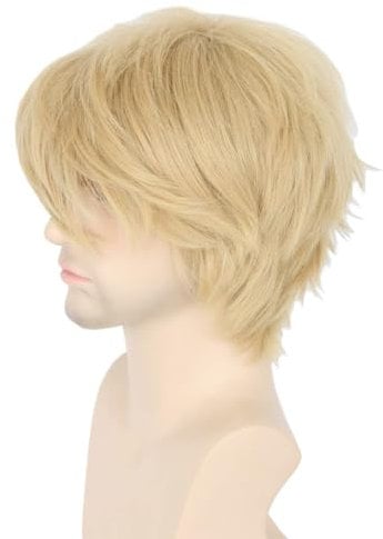 Topcosplay Women or Men Wig Blonde Short Layered Fluffy Cosplay Halloween Wigs