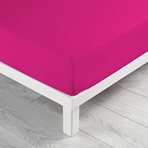 douceur d'intérieur, Drap Housse (180 x 200 cm) Lina Bois de Rose, 100% Coton