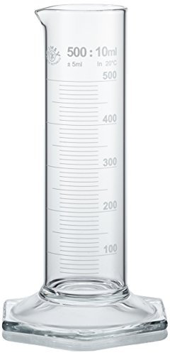 neoLab Borosilikatglas Messzylinder, Niedrige Form, Sechskantfuß, Klasse B, Transparent, 500ml Kapazität