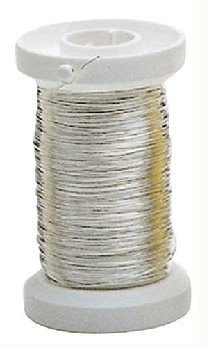 Glorex 6 2220 109 - Silberdraht mit Kupferkern versilbert, 0,4 mm x 40 m auf Spule, zum Basteln, Binden von Gestecken und Kränzen oder zur Schmuckherstellung, Silber