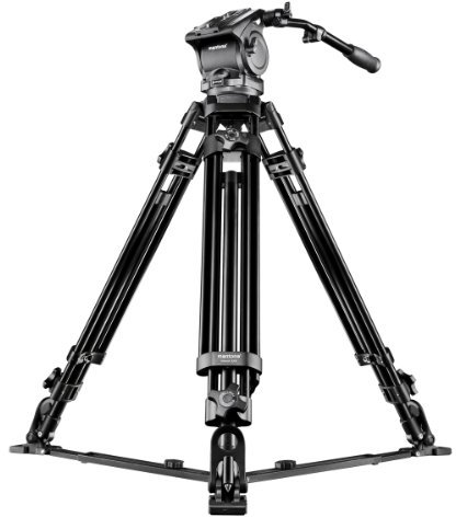 Mantona Dolomit 4000 Videostativ 170 cm (inkl. Fluid-Neiger, Counter Balance System, Wasserwaage, Bodenspinne, Schnellwechselplatte) für DSLR und Videokamera