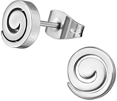 Laimons Damen Ohrstecker Edelstahl Spirale – Hochglanz, 7 mm x 7 mm, modischer Ohrschmuck, inkl. Geschenkverpackung
