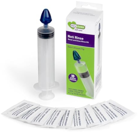 Ezy Dose 400813A Neti Rinse Nasal and Sinus Rinse Kit- Swirl Stream Tip, with 10 Pack of Saline