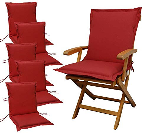 indoba® IND-70431-AUNL-6 - Serie Premium - Gartenstuhl Auflage - Niedriglehner, extra dick, Rot - 6 Stück