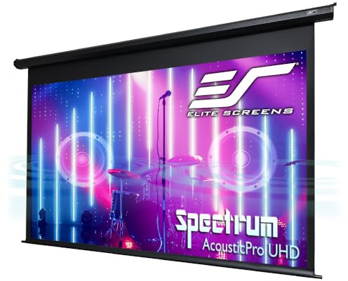 Elite Screens Spectrum AcousticPro UHD Series 125-inch Motorized Projector Screen Electric Projection screen, 16:9 4K ultra HD ready and moire-free wall ceiling installations Electric125H-AUHD