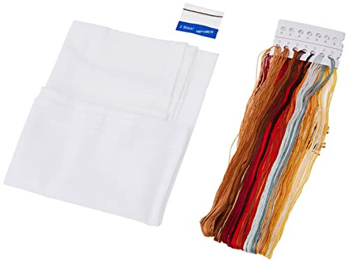 Vervaco Stickpackung Tischdecke Zählmusterpackung Kreuzstich Igel mit Pilzen Stickdecken zum Selbersticken Stickset Weihnachten Kreativ Set für Erwachsene 80 x 80 cm Kreatives Geschenk