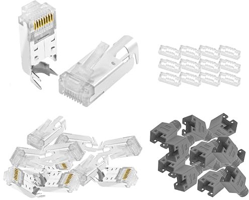 BIGtec RJ45 Stecker Netzwerkstecker 25 Stück Hirose TM11 grau Hochgeschwindigkeits Verbindung für Fast Ethernet 100BASE-TX AWG 26-27