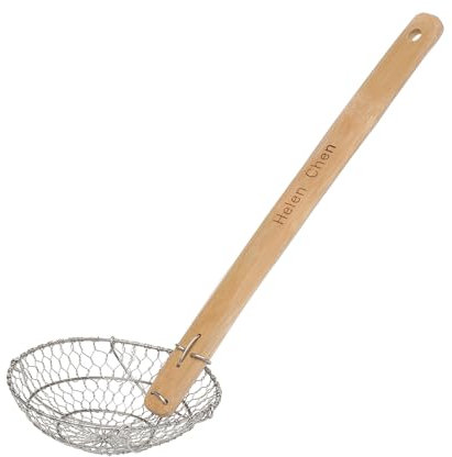Helen's Asian Kitchen Helen Chen's Asian Kitchen - Poignée en bambou naturel araignée - Panier passoire de 17,8 cm - Argenté/marron