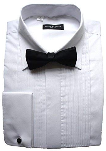 Clermont Direct Poly-Cotton Pleated Dress Shirt Fold Down Collar