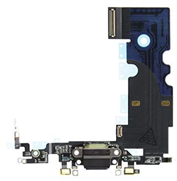 OnlyTech - Presa di ricarica Dock connettore con antenna flex, microfono e connettore di ricarica compatible con iPhone 8 nero