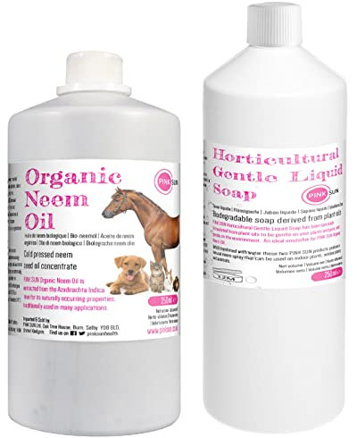 PINK SUN Pure Organic Neem Oil and Horticultural Liquid Soap Combo Pack 250ml Each for Natural Neem Spray