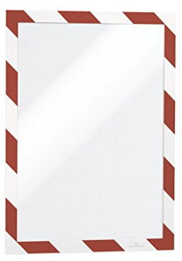 Durable 4946132 Info-Rahmen Duraframe Security (A4 selbstklebend mit Magnetverschluss) 10 Stück rot/weiß