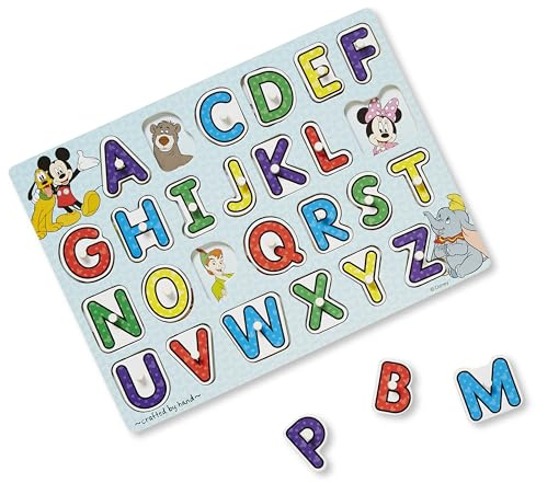Melissa & Doug Disney Classics Wooden Alphabet Peg Puzzle by Melissa & Doug