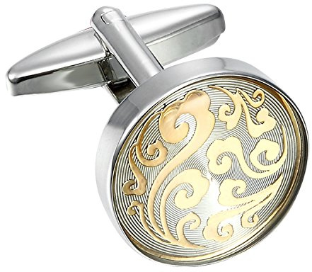 Orientalischen Stil rund 316L Edelstahl Manschettenknöpfe für Männer (Silber)