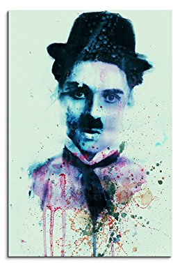 Paul Sinus Art Charlie-Chaplin_90x60cm Wandbild Aquarell Unikat Kunst Bild wie Gemälde Kunstdruck