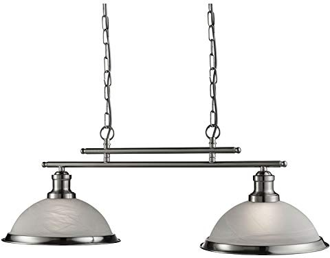 Searchlight 2 Light Crystal Bistro Pendant in Satin Silver Finish Ref. 2682-2SS 80W Silver