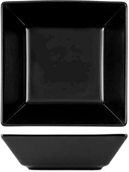H&H Boston Plato Hondo Cuadrado Negro, 17 x 17, Stoneware