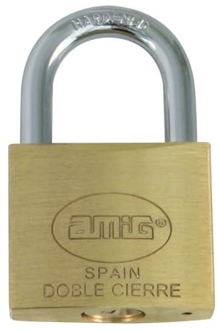 Amig - Candado de seguridad - Incluye 2 llaves - Arco normal - Latón y arco de Acero tratado - Para taquillas de gimnasio, puertas, armarios, maletas, mochilas - Doble cierre - Ancho: 30 mm