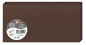 Clairefontaine 21506C - Packung mit 25 Karten Pollen, gefaltet, Format DL, 10,6x21,3 cm, 210g, ideal für Ihre Einladungen und Korrespondenz, Schokoladenbraun, 1 Pack