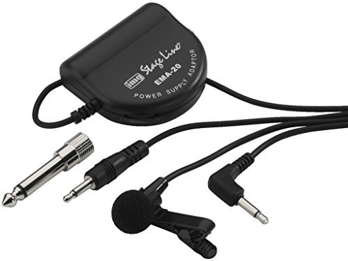 MONACOR ECM-2500 Elektret-Krawattenmikrofon mit Speiseadapter schwarz