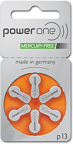 PowerOne Typ 13 Hörgerätebatterien Pack 60 Stück - Langlebige Leistung, Quecksilberfrei, Kompatibel Bluetooth & Streaming