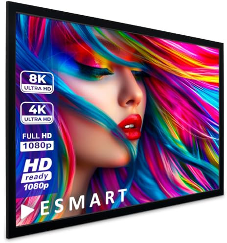 ESMART Professional MIRALE Tageslicht-Rahmen-Leinwand GRAU [Größenauswahl] 266 x 149 cm (120) 16:9 | Heimkino Beamer Projektionsleinwand Rahmen Leinwand LCD LED