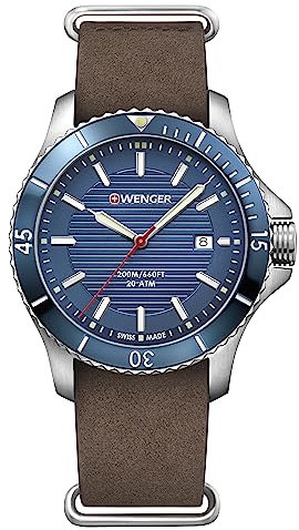 Wenger Unisex Analog Quarz Uhr mit Leder Armband 01.0641.121