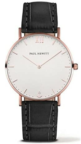 Paul Hewitt Unisex Erwachsene Analog Quarz Uhr mit Leder Armband PH-SA-R-St-W-15M
