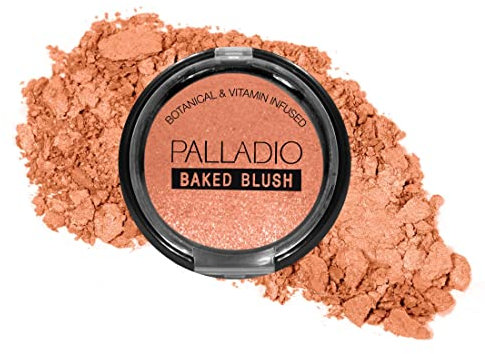 Palladio Baked Blush, Highly Pigmented and Shimmery Powder Blush, Apply Dry for Natural Glow or Wet for Dramatic Radiance, Easy Blend Makeup Blush, Apply Blusher with Blush Brush, Cho-Au-Lait