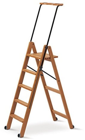 Arredamenti Italia Leiter 170/5 TUSCANIA; Holz - 5 Stufen - zusammenklappbar - mit Sicherheitssystem - Farbe: Kirsche Holz AR-It il Cuore del Legno