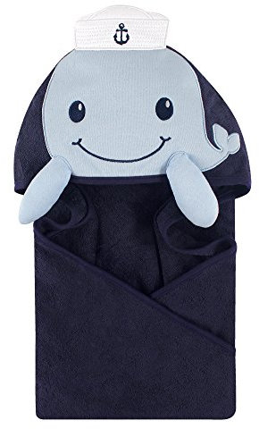 Little Treasure Unisex Baby Baumwolle Tier Gesicht Kapuzenhandtuch Seemann Wal Einheitsgröße