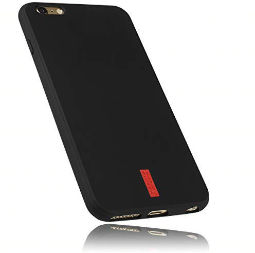 mumbi Hülle kompatibel mit iPhone 6 Plus / 6S Plus Handy Case Handyhülle, schwarz mit rotem Streifen - 5.5 Zoll