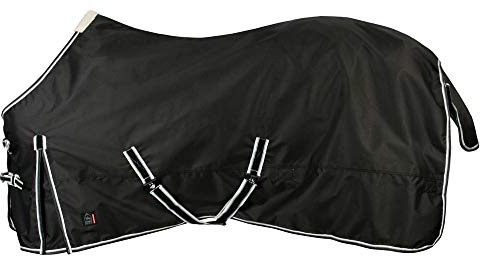 PFIFF 101898 Pferde Regen Decke Paxson, Weidedecke Pferdedecke Regendecke, Schwarz 145 cm