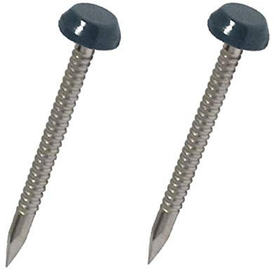 Homesmart 50 Pack 30mm Anthracite Grey UPVC Poly Top Pins Nails | UV Resistant Stainless Steel Plastic Headed Polypins for Durable and Weatherproof Fixing of Soffits, Fascias, and Roofline Trims