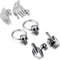 Cupimatch 3 Paare Damen Herren Klaue Ohrringe, Gotik Totenkopf Schädel Klaue Mittelfinger Hoop Creolen Ohrhänger Ohrstecker Ohrschmuck Silber