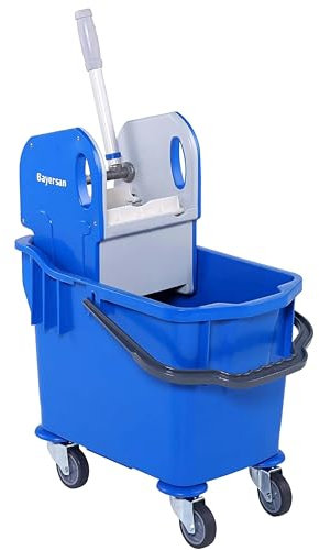 Bayersan Kentucky Mop Bucket With Wringer | Commercial Mop Buckets | Industrial Mopping Supplies (25 litres, Blue)