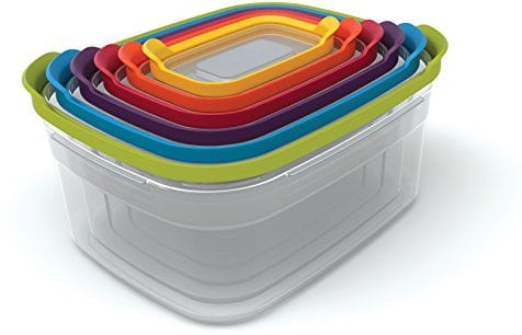 Joseph Joseph MAIN-20786 81009 Nest Plastic Food Storage Containers Set with Lids Airtight Microwave Safe, 12-Piece, 18/8 Stainless Steel, Multicolor