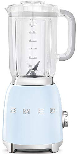 Smeg BLF01PBUK Retro 50's Style Jug Blender with Stainless Steel Blades, 4 Speed Settings and 3 Pre-set Programs, 1.5 Litre, 800W, Pastel Blue