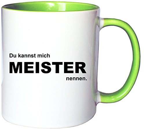 Mister Merchandise Kaffeetasse Becher Du Kannst Mich Meister nennen, Farbe: Weiß-Grün