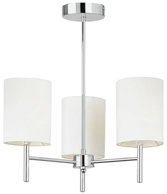 Endon Brio 3 arm ceiling light in chrome and cream faux silk fabric shades (Brio-3CH)