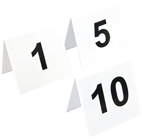 Beaumont Plastic Table Numbers 1-10 L981 | Wipe-clean surface ensures easy maintenance, while the stackable design allows space-saving storage in busy venues.