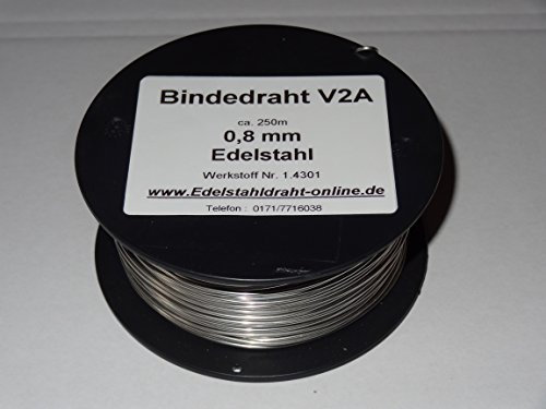 1 Spule Bindedraht aus Edelstahldraht VA V2A 0,8mm ca.250m weich, biegsam und flexibel rostfreier Edelstahldraht 1.4301
