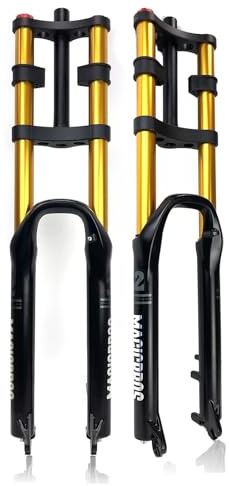 DHNCBGFZ Forcella Ammortizzata Bici 26/27,5/29 Mountain Bike DH Air Doppia Spalla Forcella Downhill Dritta 1-1/8 Freno A Disco 9 * 100mm QR(Gold,27.5in)