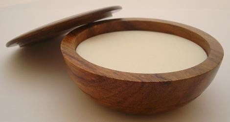 Large Wooden Shaving Bowl, with soap