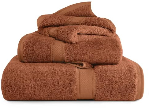 SUPERIOR Egyptian Cotton Ultra Plush & Absorbent, 3 Piece Set, Rust